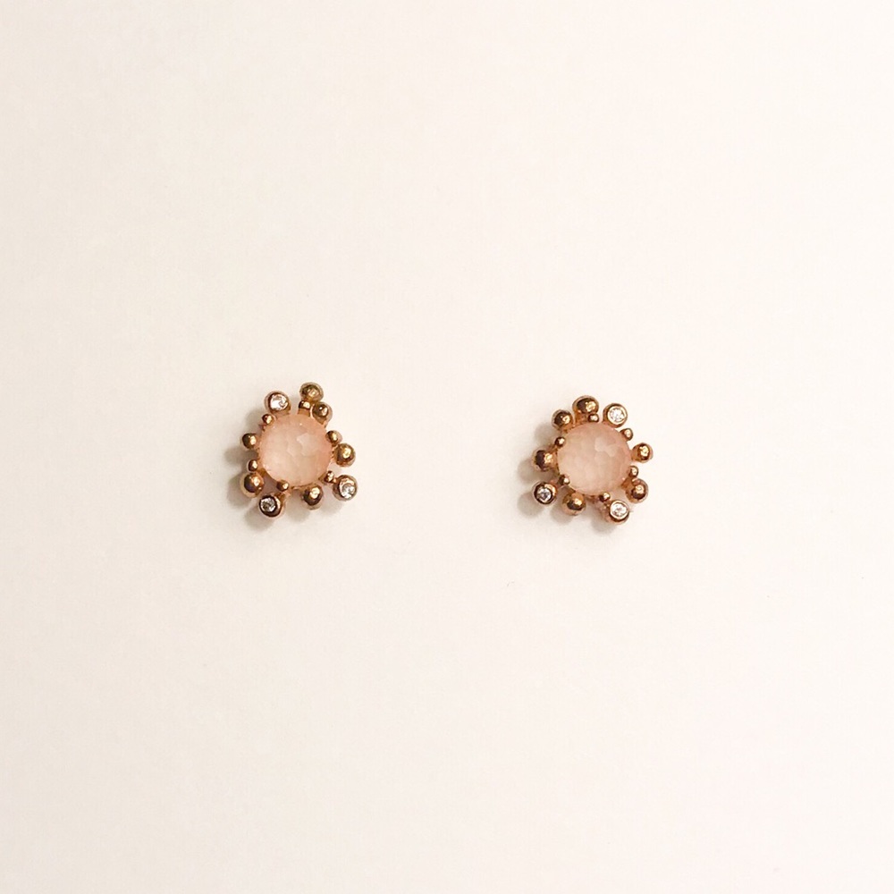 Pink Stone Stud Earrings